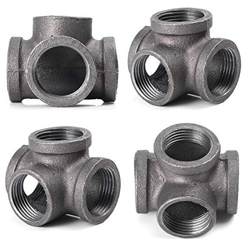3/4  Side Outlet Tee 4-way Fitting, Malleable Cast Iron...