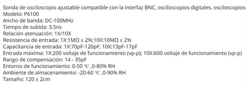 4x Sonda De Osciloscopio Hantek Bnc P6100 100mhz, Mhz 1x 10