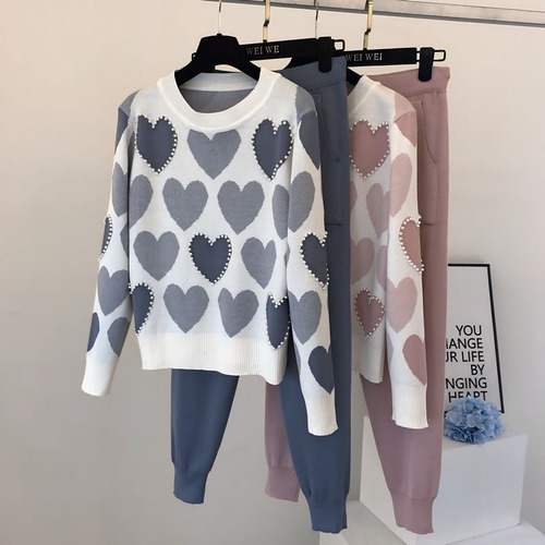 Set Conjunto De Punto Corazones Importación Premium Dama