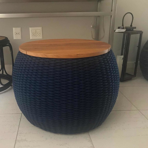 Mesa D65cm Corda Náutica E Madeira Cumaru