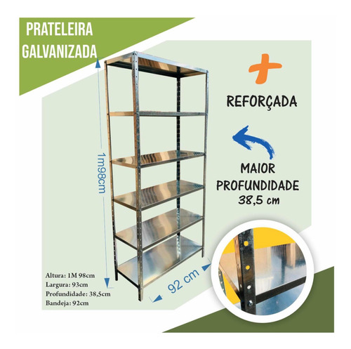 Imagem 1 de 1 de Estante Armario Aço 6 Bandeija 38 Cm Reforçada Frete Grátis