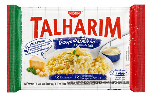 Macarrão Instantâneo Talharim Queijo Parmesão e Creme de Leite Nissin Pacote 99g