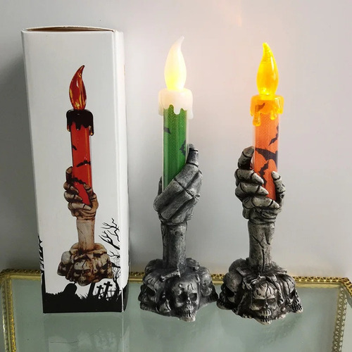 A 2pcs Esqueletos De Halloween, Velas De Fiesta De Fantasma