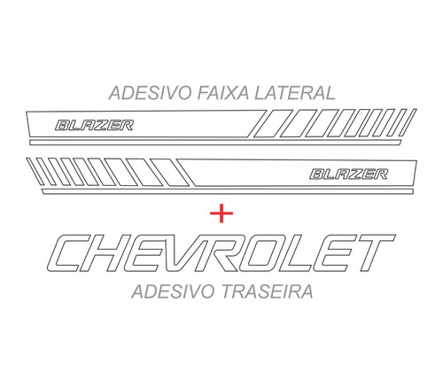 Kit Adesivo Chevrolet Blazer Faixa Lateral E Traseira Fba018