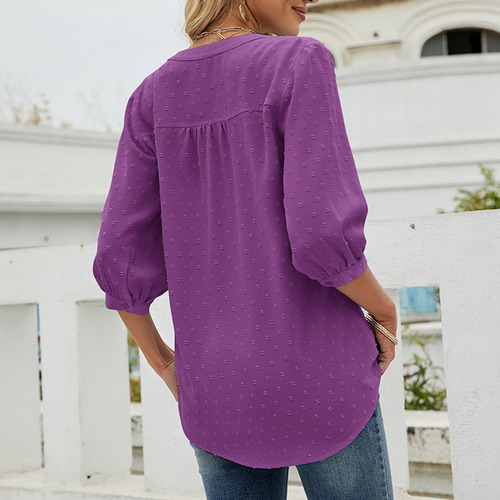 R Blusa Casual Con Botones De Gasa Para Mujer 0162