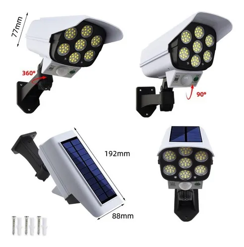 Lámpara Led Panel Solar Y Sensor De Movimiento Tipo Cámara