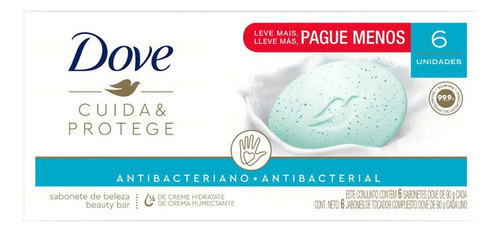 Sabonete Barra Dove Antibacteriano Cuida & Protege 6 Uni 90g