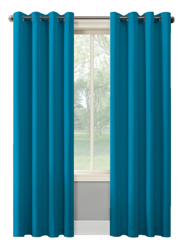 Cortina Tecido Oxford C/ Ilhós Sala/quarto 300x280cm Cores Cor Azul-claro