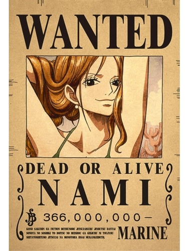 Anime Wanted Cuadro 29x19 Mdf One Piece Nami 366.000.000