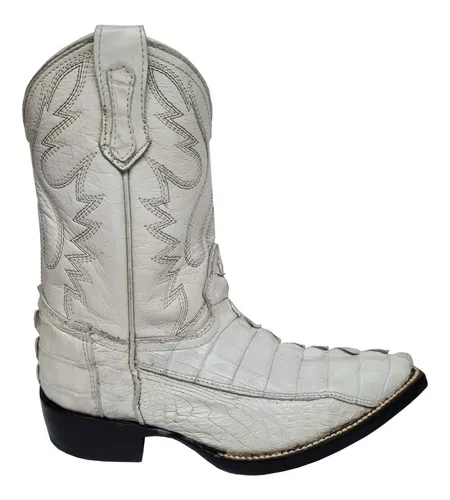 Botas de piel de cocodrilo blancas sales