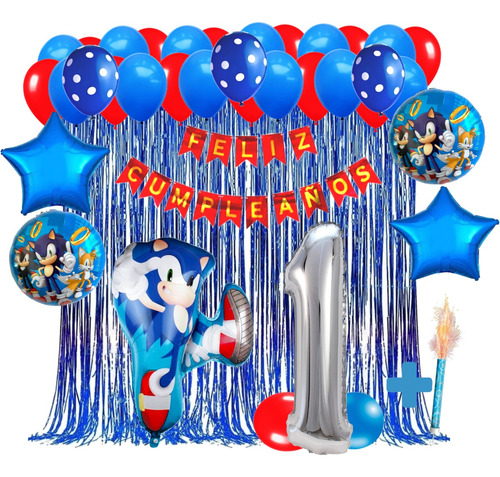 Globos Sonic Heroes Kit Decoración Cumpleaños Compatible