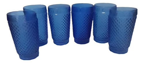 6 Copos Barroco Bico De Jaca 250-ml Azul Para Multiuso