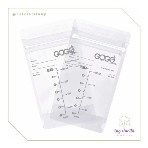 Imagen 2 de 4 de 25un. Bolsas Leche Materna Hermética Gogo Freezer Baño María