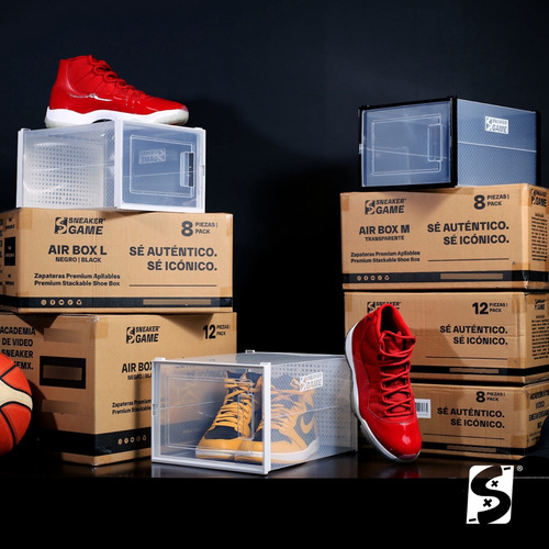 Caja Zapatos Tenis Zapatera Organizador Shoe Box 12 Pzas L Color Negro