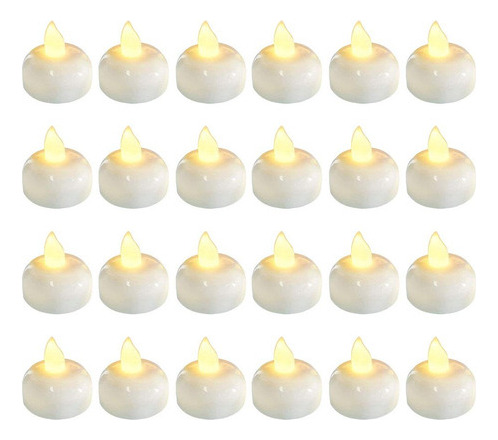 24pack Flotante Sin Llama Impermeable Led Tealight Con Pilas