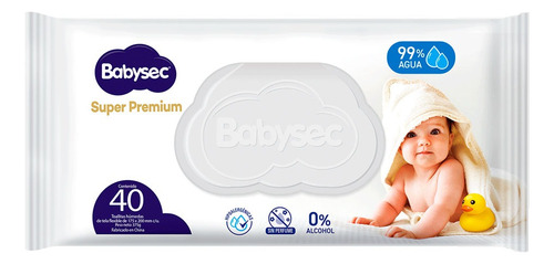 Caja 24 Toallitas Húmedas - Babysec Super Premium - 40 Uds.