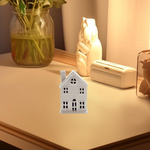 Ceramic Light Up Christmas House Figurine Desktop 9x6x13cm
