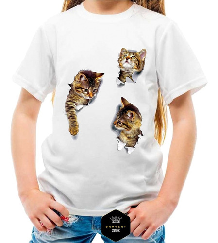 Remera Gatitos Jugando 3d - Amor Gatuno - Unisex 