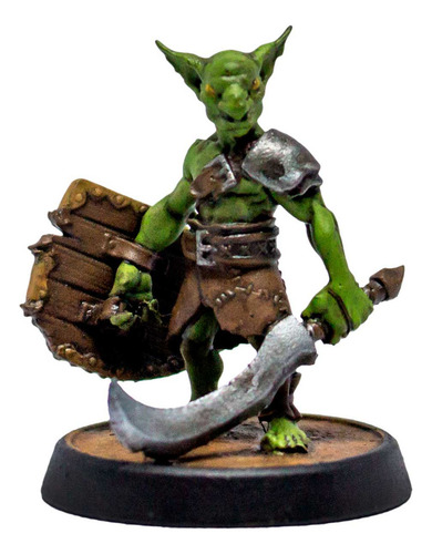 Goblin Fighter - Miniatura Com Pintura Para Rpg Cor Verde-escuro