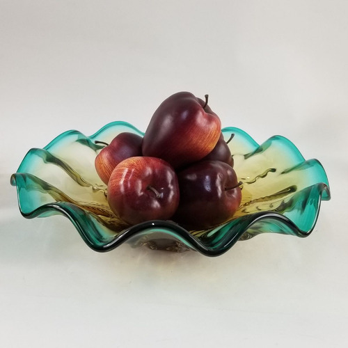Centro De Mesa De Murano Grande Laradore - Verde E Âmbar