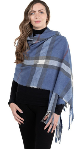 Imagen 1 de 10 de Pashmina Bufanda Lana Larga Suave Príncipe De Galés Cuadros.