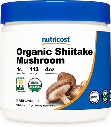 Nutricost Organic Shiitake - Polvo De Hongos (4 Onzas), Sin.