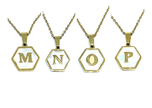 Imagen 5 de 7 de Letra Acero Inoxidable Dorado Madre Perla Hexagonal