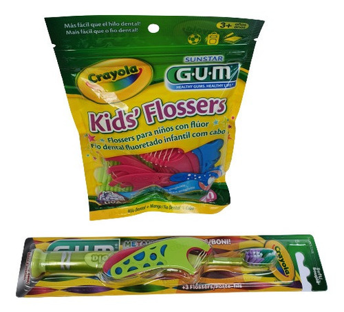 Cepillo Kids + Hilo Dental Kids Flossers Crayola Uva 40 Pzas