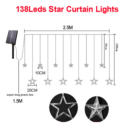 Cortina Solar Impermeable Con Forma De Estrella, Guirnalda D