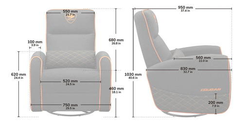 Sillon Gamer Cougar Fidom Trimotion Simil Lino 150kg