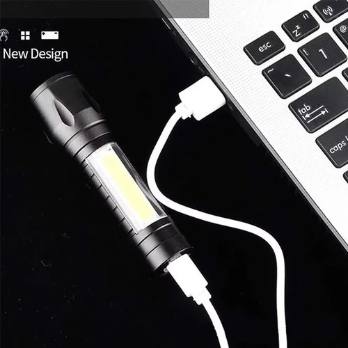 Linterna Led Portátil Con Zoom, Luz Lateral Cob, Luz Imperme