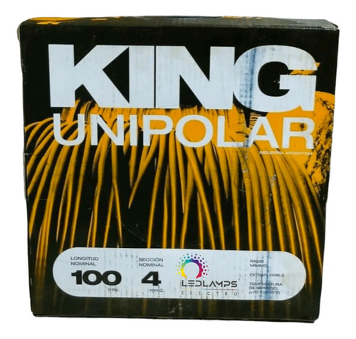 Cable Unipolar King 4mm 100mts Flexible Economico Negro