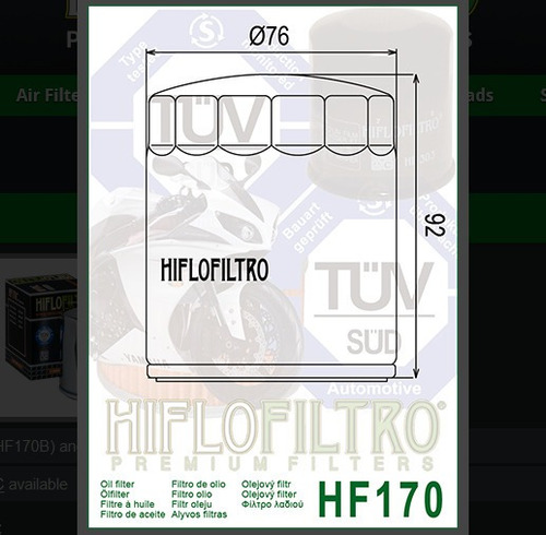 Filtro Óleo Hiflo Hf170b Hd 883 1200 Sportster Xl Iron