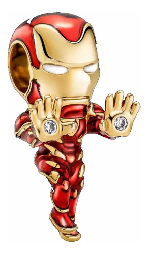 Charm Iron Man Plata 925 Baño De Oro
