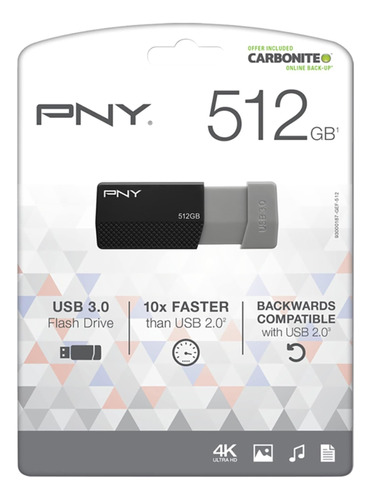 Pny Unidad Flash Usb 3.0, 512 Gb, Negro