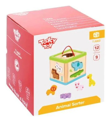 Cubo De Encastre Animales Juego De Madera Didactico Tooky