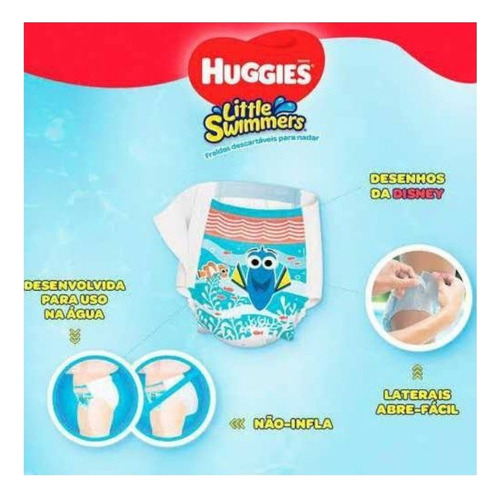 Kit C/3 Fraldas Huggies Little Swimmers Praia & Piscina G Tamanho Grande (G)
