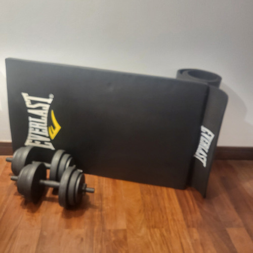 Kit Gimnasio: Mancuernas (2x8kg), Dos Colchonetas Y Rulo