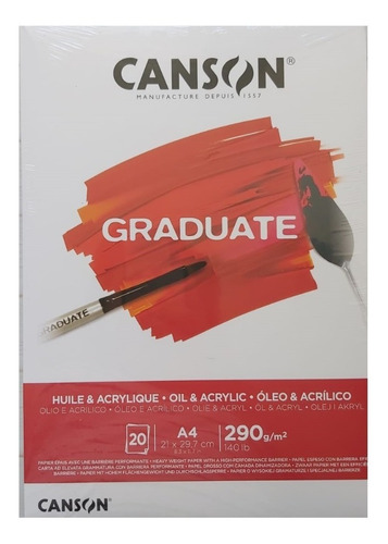 Block 20 Hojas Canson Graduate P Oleo Acrilico  21x29.7 290g