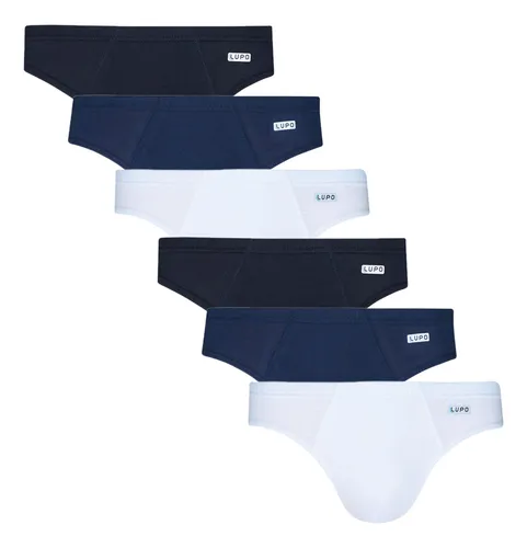 Kit C/6 Cueca Slip Lupo Masculina De Algodão 00515-089