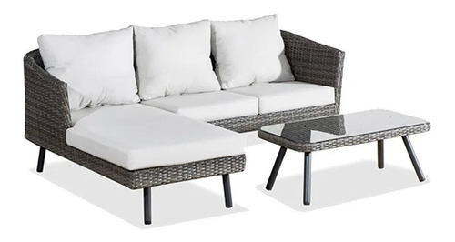 Juego Living Jardin Sofa Esquinero Rattan Diseño Premium Imp