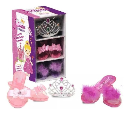 Imagen 2 de 6 de Juliana Set De Princesa Infantil 2 Zapatitos + 1 Corona Edu