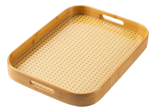Bandeja De Servicio Moderna De Bambú Con Asas Elegantes Sg