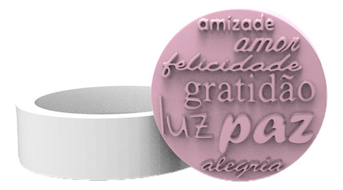 Molde Forma Silicone Redondo Paz-amor-felicidade Grande