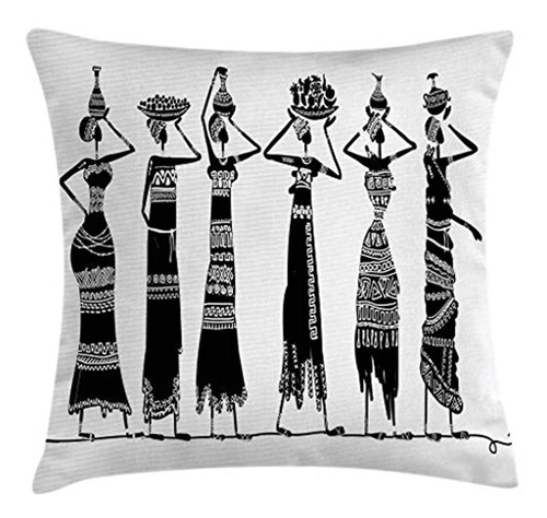 Ambesonne African Throw Pillow Cushion Cover, Sketch Of Loca