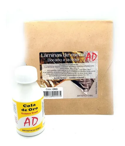 comprar Laminas Dorado A La Hoja Oro Con Pegamento Cola De Oro 100ml