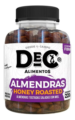 Almendras DEC Alimentos Honey Roasted tostadas saladas con miel 220g