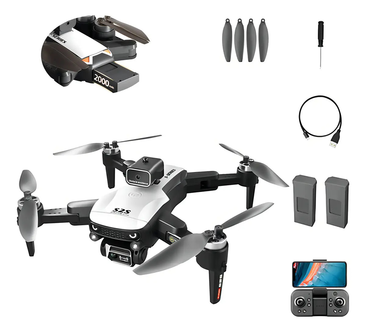 Mini Drone S2s Drone Com Camera Drone Profissional+2 Bateria Cor Conforme Mostrado