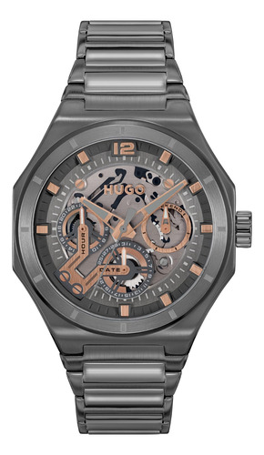 Hugo Reloj Hombre Plateado, Analógico, Acero, 3 Esferas