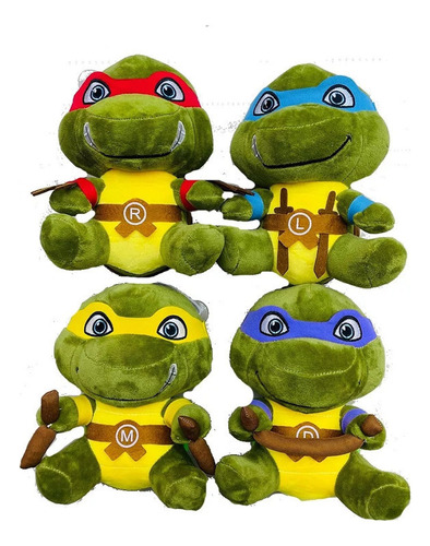 Muñecos De 4 Piezas De Las Tortugas Ninja Sentadas